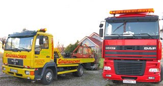 Abschleppfahrzeuge der Grünbacher Autoverwertung GmbH in Rastatt